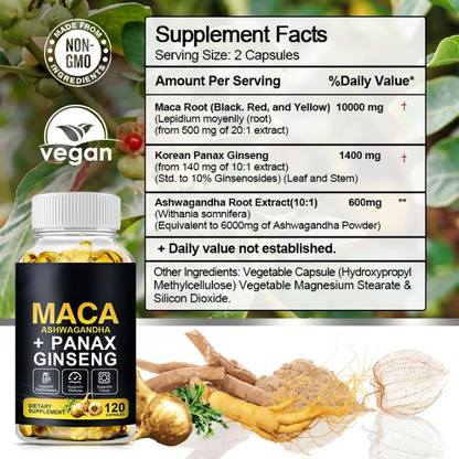 Natural Maca Root Capsules with Ashwagandha