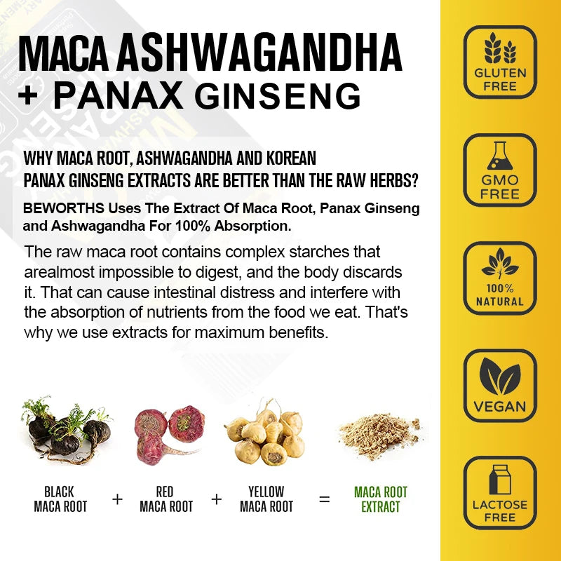 Natural Maca Root Capsules with Ashwagandha