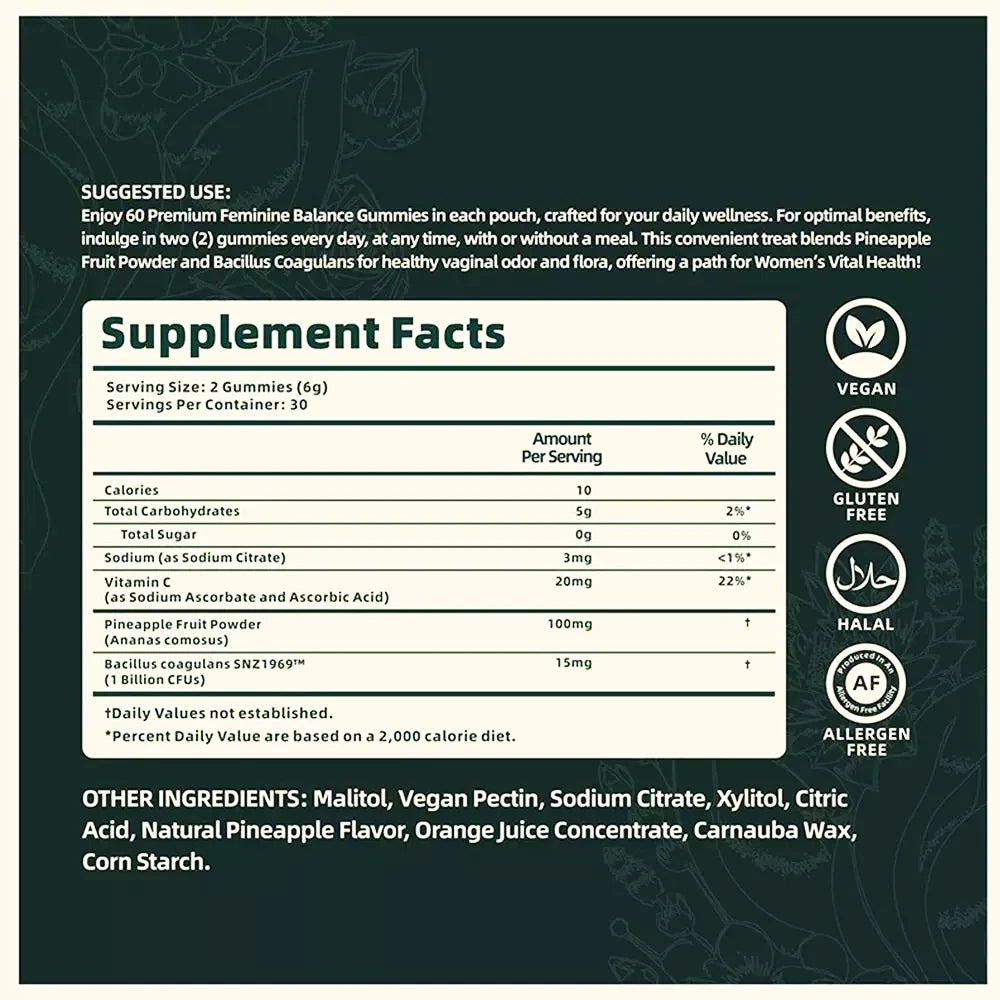 Premium Feminine Balance Gummies – Hawaiian Pineapple